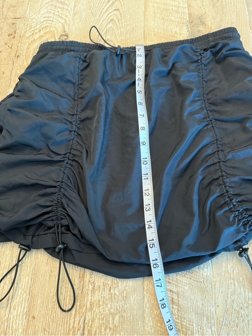 Black Drawstring Ruched Mini Skirt - Picture 5 of 7